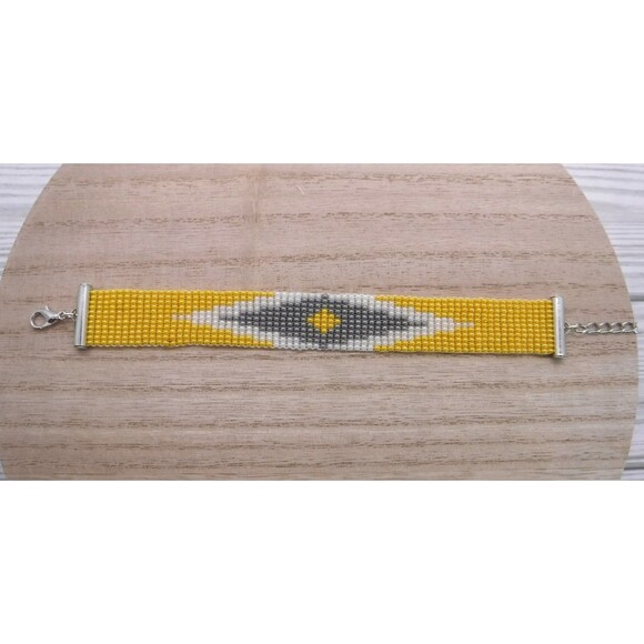 Loom Beaded Bracelet Yellow - Picture 3 of 4